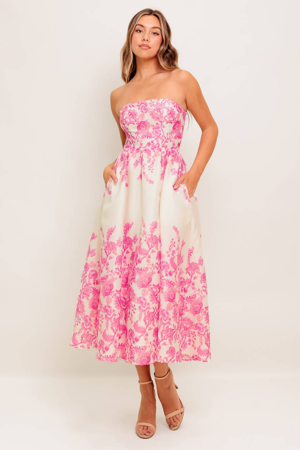 COCO LOCOS WOVEN MIDI DRESS Flying Tomato